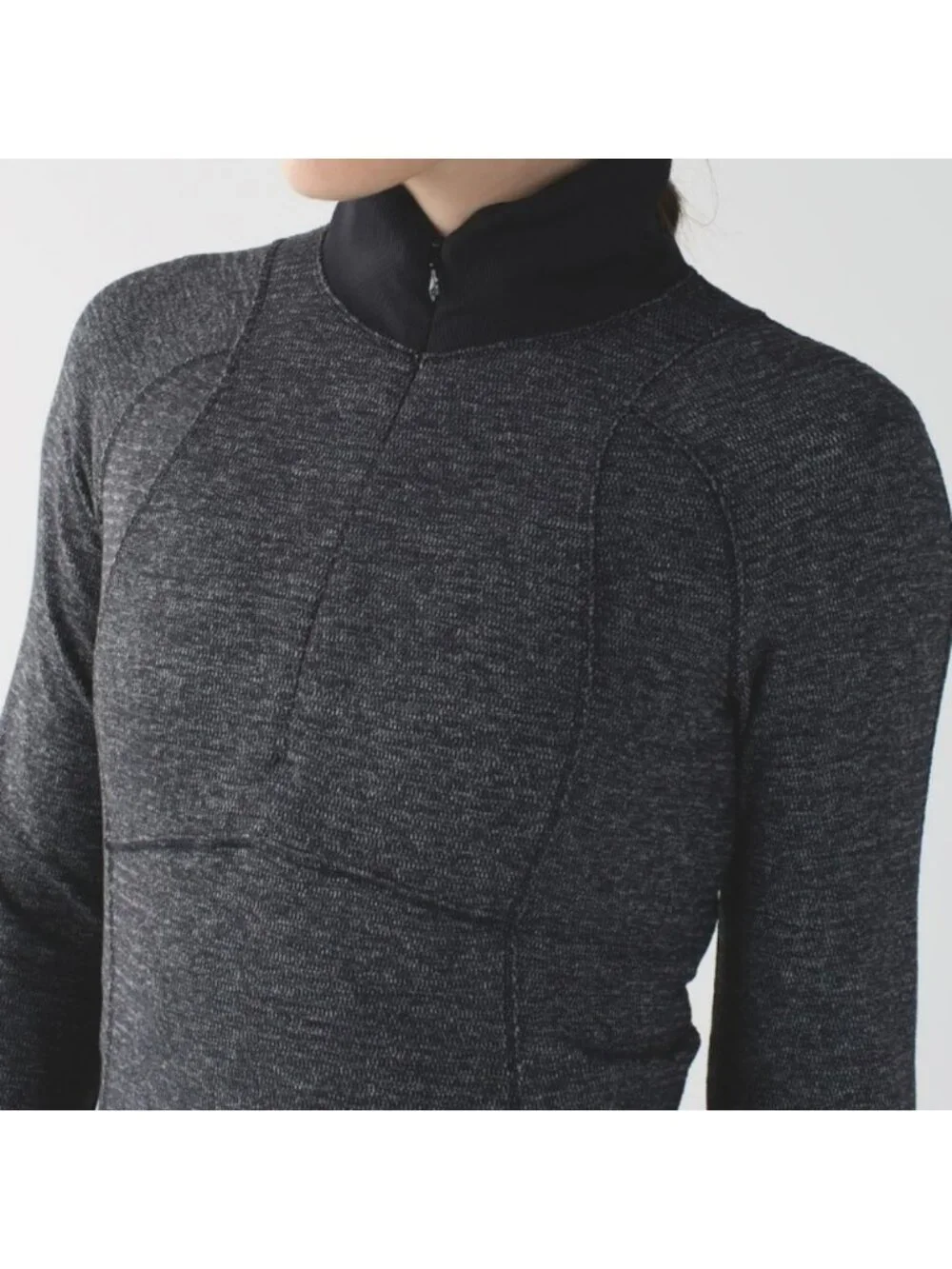 Lululemon Runderful 1/2 Zip Mini Check Pique Black Heathered Black / Black